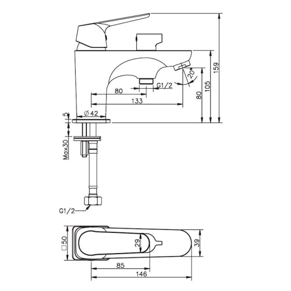 Смеситель на борт ванны Esko New York NY 53 хром глянцевый