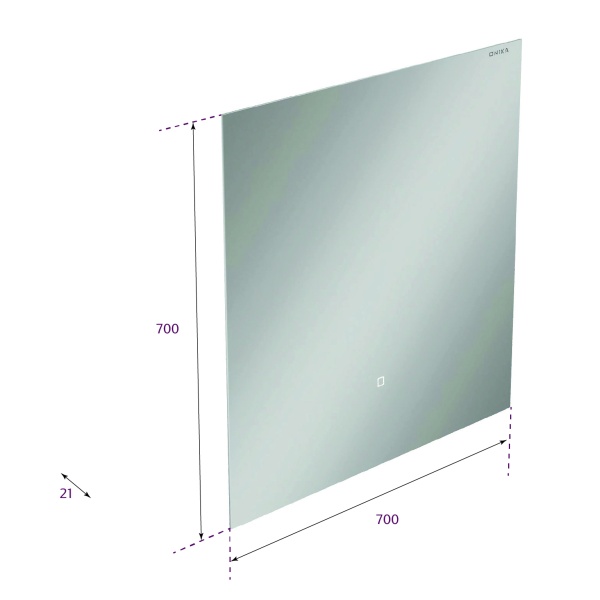 Зеркало Onika Люма 70x70 207048 белое с подсветкой и сенсором