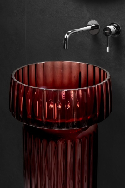 Накладная раковина Boheme Glow 810-RIB-G-BUR burgundy полиэфирная