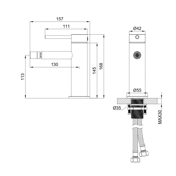 Смеситель для биде Wonzon & Woghand Stick WW-88339017-MW белый матовый