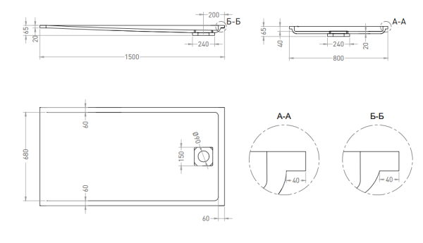 Душевой поддон Salini Capri 150x80 120221M белый матовый
