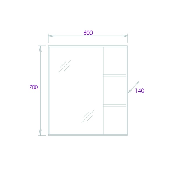 Зеркальный шкаф Onika Тимбер 206070 60 см дуб сонома