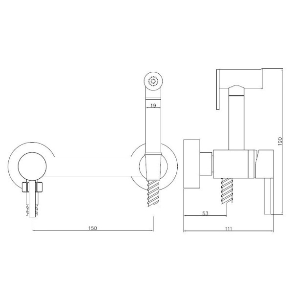 Смеситель гигиенический Esko SMH02 BLACK хром глянцевый