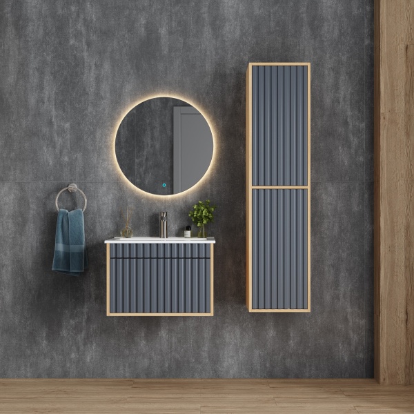 Тумба под раковину Onika Дайлер 106151 60 см серая матовая (раковина Бергамо Нова 60)