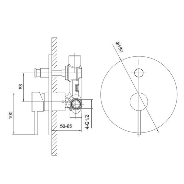 Встраиваемый смеситель для душа Caprigo Don 53-051-NER матовый черный встраиваемый