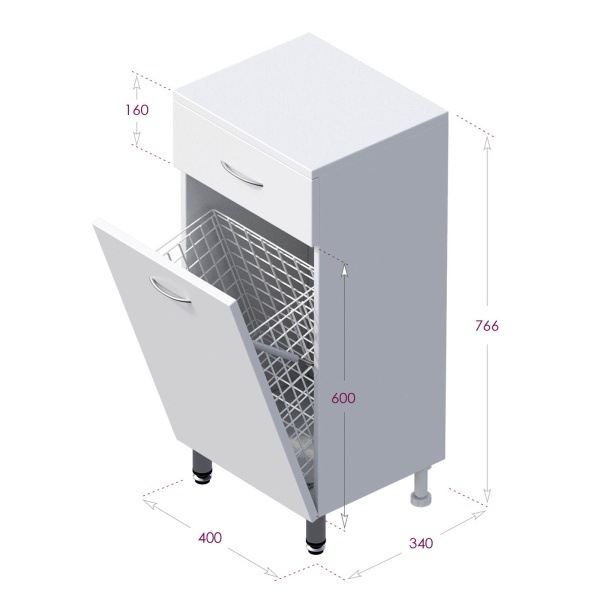 Пенал Onika Каприз 404014 40 см белый с бельевой корзиной