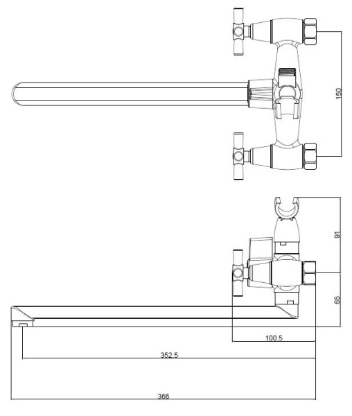 Смеситель для ванны Voda Dive DV31 хром глянцевый
