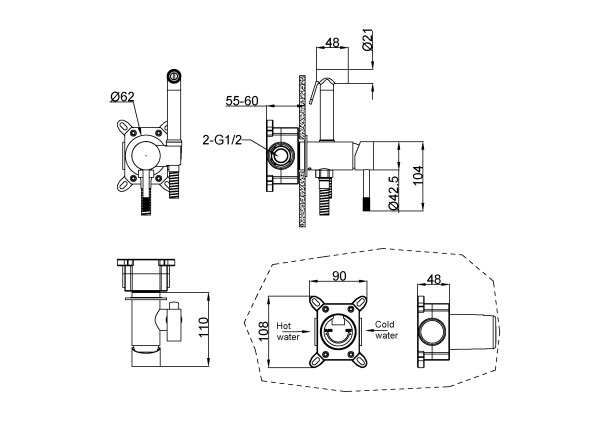 Смеситель гигиенический Boheme Uno 467-WCR белый
