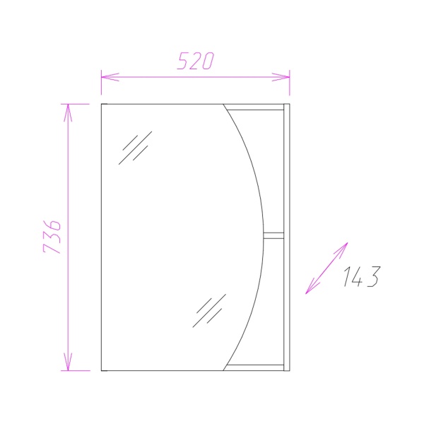 Зеркальный шкаф Onika Дуэт 205207 50 см венге луизиана