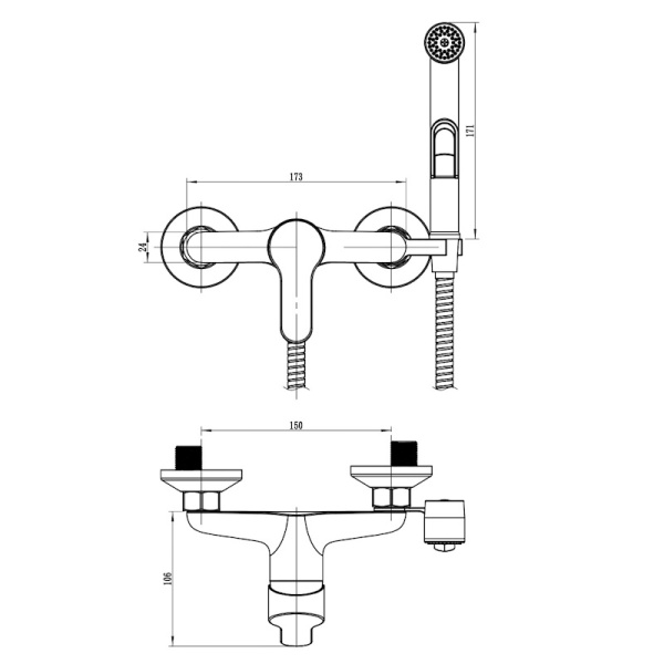 Смеситель гигиенический Voda Tide TD80H хром глянцевый