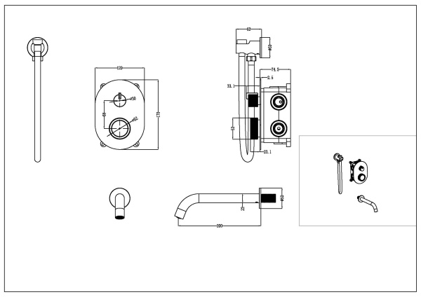 Душевой комплект со смесителем Boheme Tech 154-SGM графит глянец со смесителем