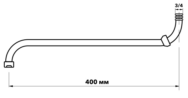 Излив для ванны Voda VSPS400L хром