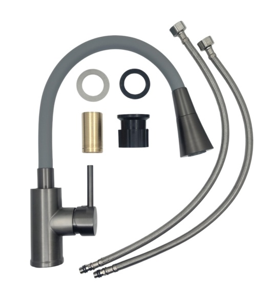 Смеситель для кухонной мойки Esko Kitchen K47GMG серый с гибким изливом