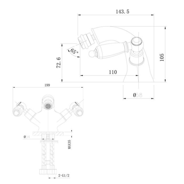 Смеситель для биде Caprigo Adria-Classic 03-530-vot бронза