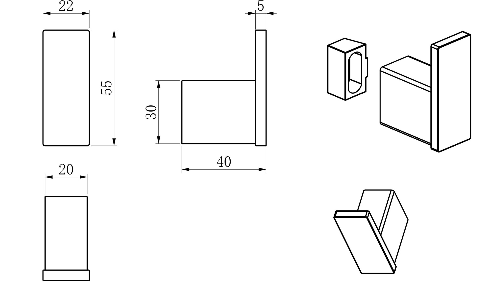 Крючок Wonzon & Woghand WW-V2301-CR хром глянцевый