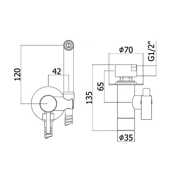 Смеситель гигиенический Webert Sax Evolution SE870303010 золото глянцевый с внутренней частью