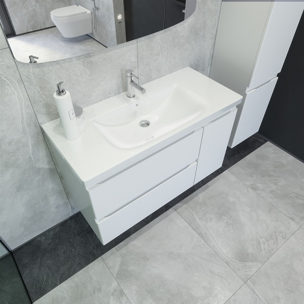 Тумба с раковиной Caprigo Forte 36115R-SF027 100 см белая