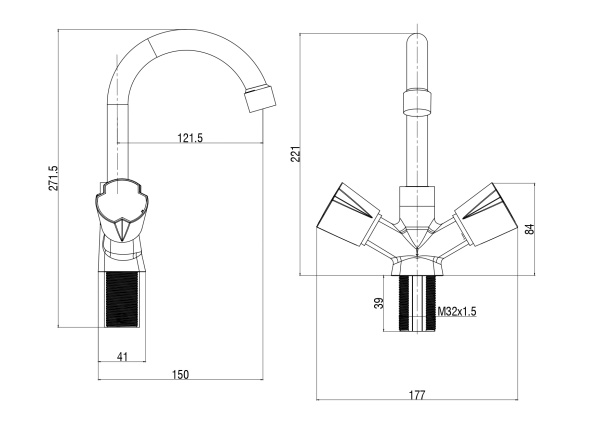 Смеситель для раковины Voda Calm CALM26 хром глянцевый