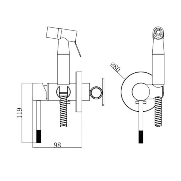 Смеситель гигиенический Voda Vessel Black VSL01B VODA черный матовый встраиваемый