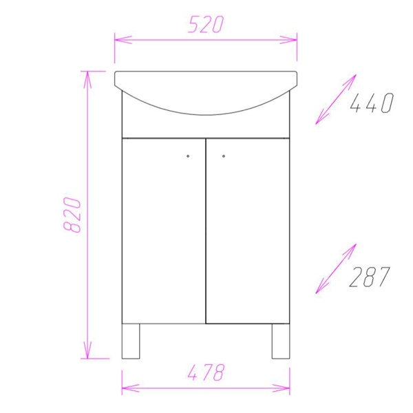 Тумба под раковину Onika Крит 105206 50 см белая (раковина Акватон 52)