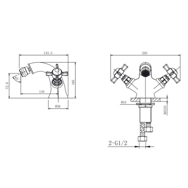 Смеситель для биде Caprigo Bristol 21-530-vot бронза