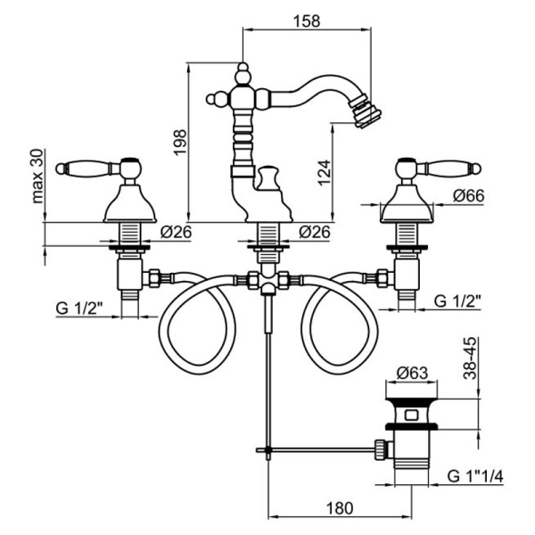 Смеситель для биде Webert Dorian DO710502065 бронза матовый