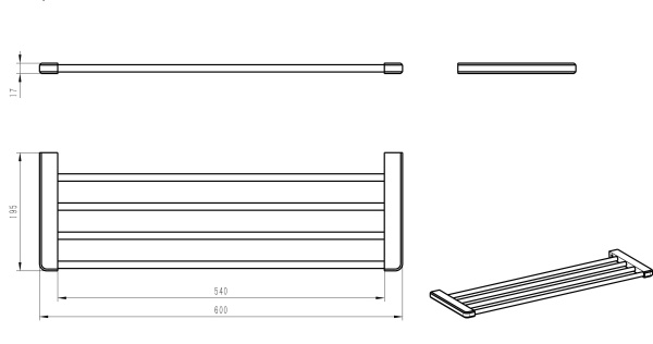 Полка для ванной Wonzon & Woghand WW-V3901-MB черный матовая