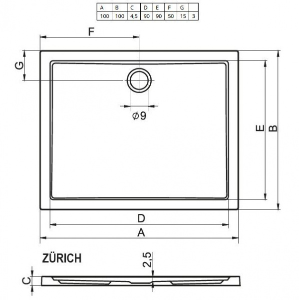 Душевой поддон Riho Zurich 100x100 D001012005 белый