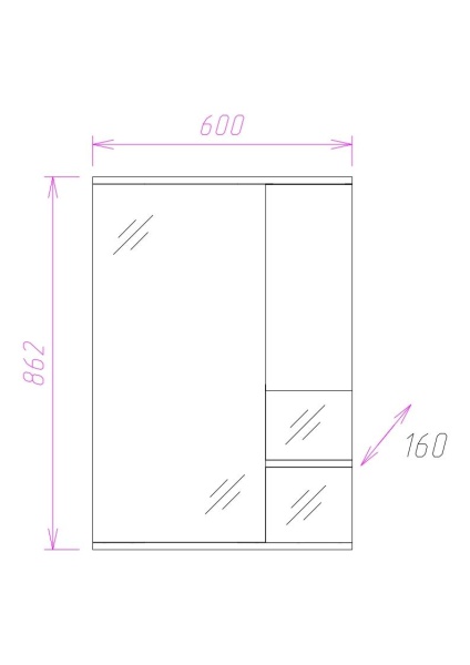 Зеркальный шкаф Onika Элита 206022 60 см R штрокс оливковый с подсветкой