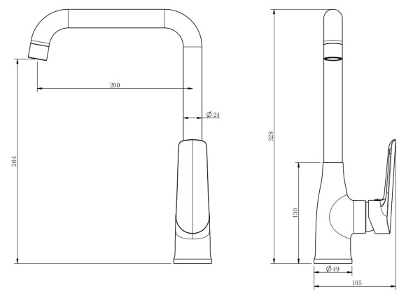 Смеситель для кухонной мойки Esko Lagos Gun Metal LG06GM оружейная сталь матовый