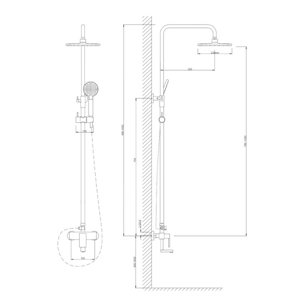 Душевая стойка со смесителем Voda VST113 хром глянцевая