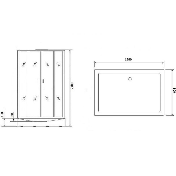Душевая кабина Niagara Classic 120x80x210 69120134QR профиль черный, стекло тонированное