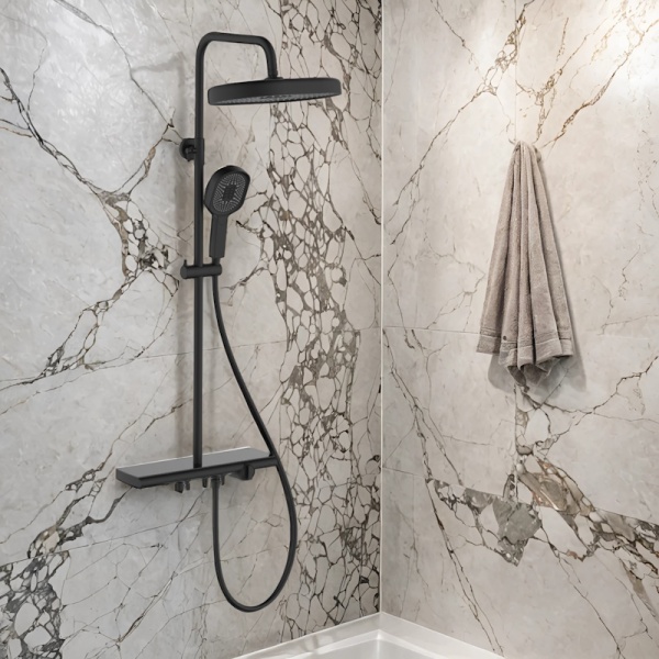 Душевая стойка со смесителем Esko ST350Black черная матовая