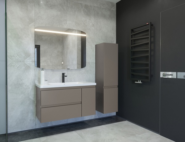 Тумба с раковиной Caprigo Forte 36115R-SF025 100 см серая