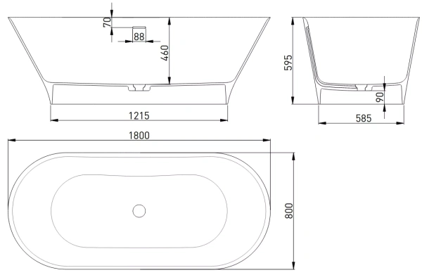 Ванна из литьевого камня Salini Mona 180x80 102911G глянцевая отдельно стоящая