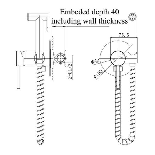 Смеситель гигиенический Caprigo Don 53-133-NER черный