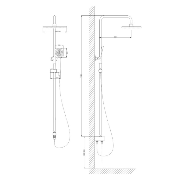 Душевая стойка со смесителем Voda VST1000-5 хром глянцевая