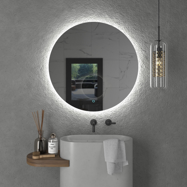 Зеркало Onika Сола 50x70 205025 белое с подсветкой и сенсором