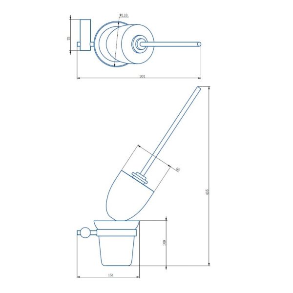 Туалетный ершик Haiba HB8410-4 бронза