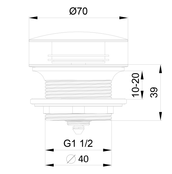 Донный клапан для ванны Wonzon & Woghand WW-SS105-CR хром глянцевый