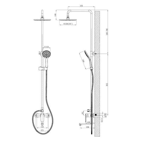 Душевая стойка со смесителем Esko Lagos ST205LG хром глянцевая