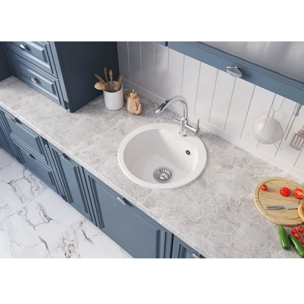 Мойка из искусственного камня Polygran Atol-460 678910 45 см белый хлопок
