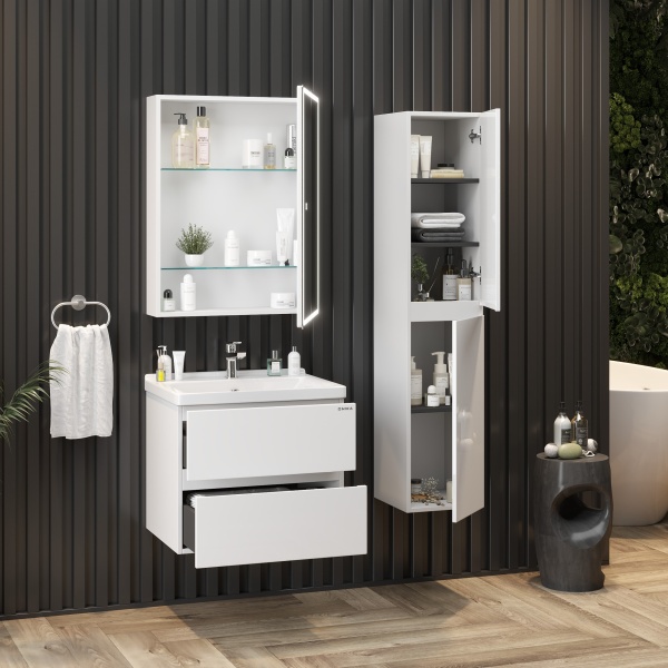 Зеркальный шкаф Onika Орби 207049 70 см белый с подсветкой