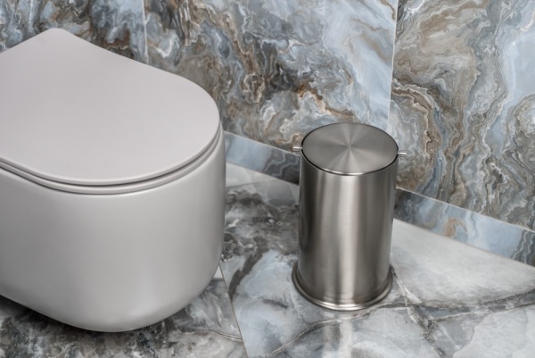 Ведро для мусора Boheme 10916-NB nickel brush с вращающейся крышкой