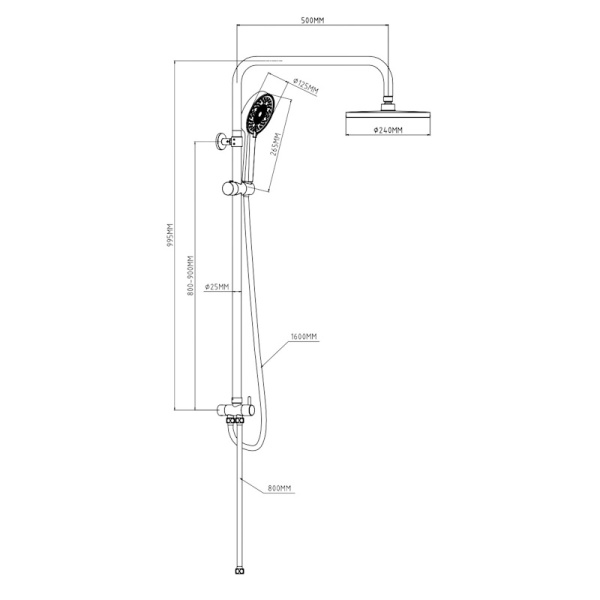 Душевая стойка со смесителем Esko ST950N хром глянцевая