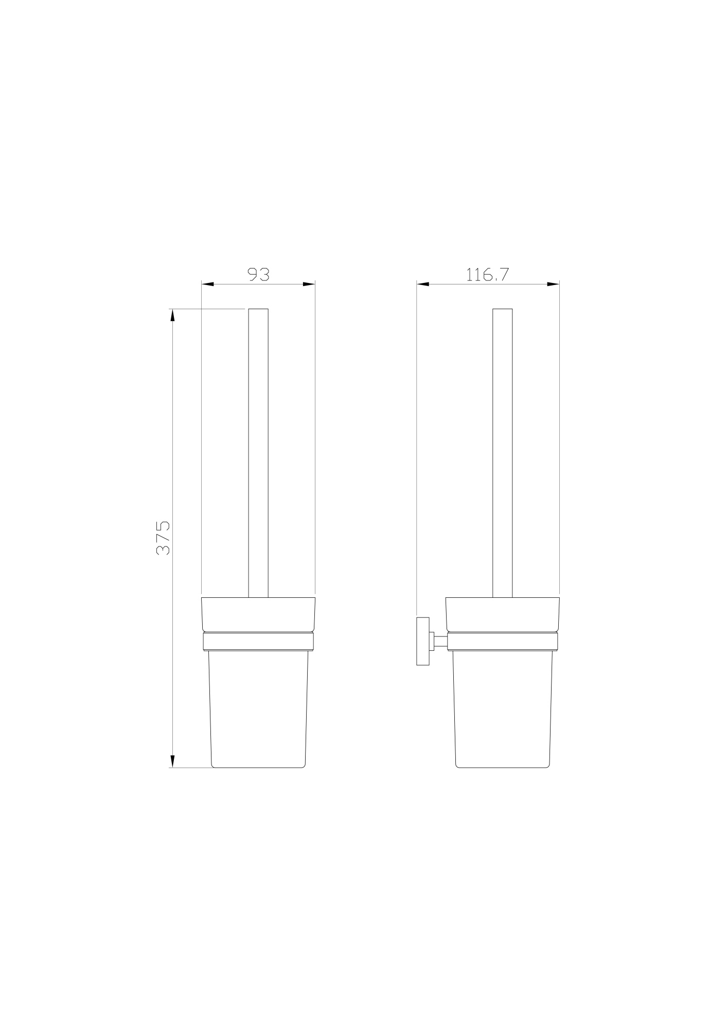 Туалетный ершик Wonzon & Woghand Flat WW-9729 хром глянцевый