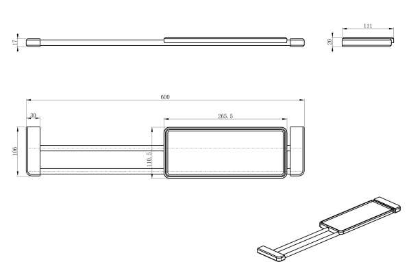 Полка для ванной Wonzon & Woghand WW-V3701-MB черный матовая
