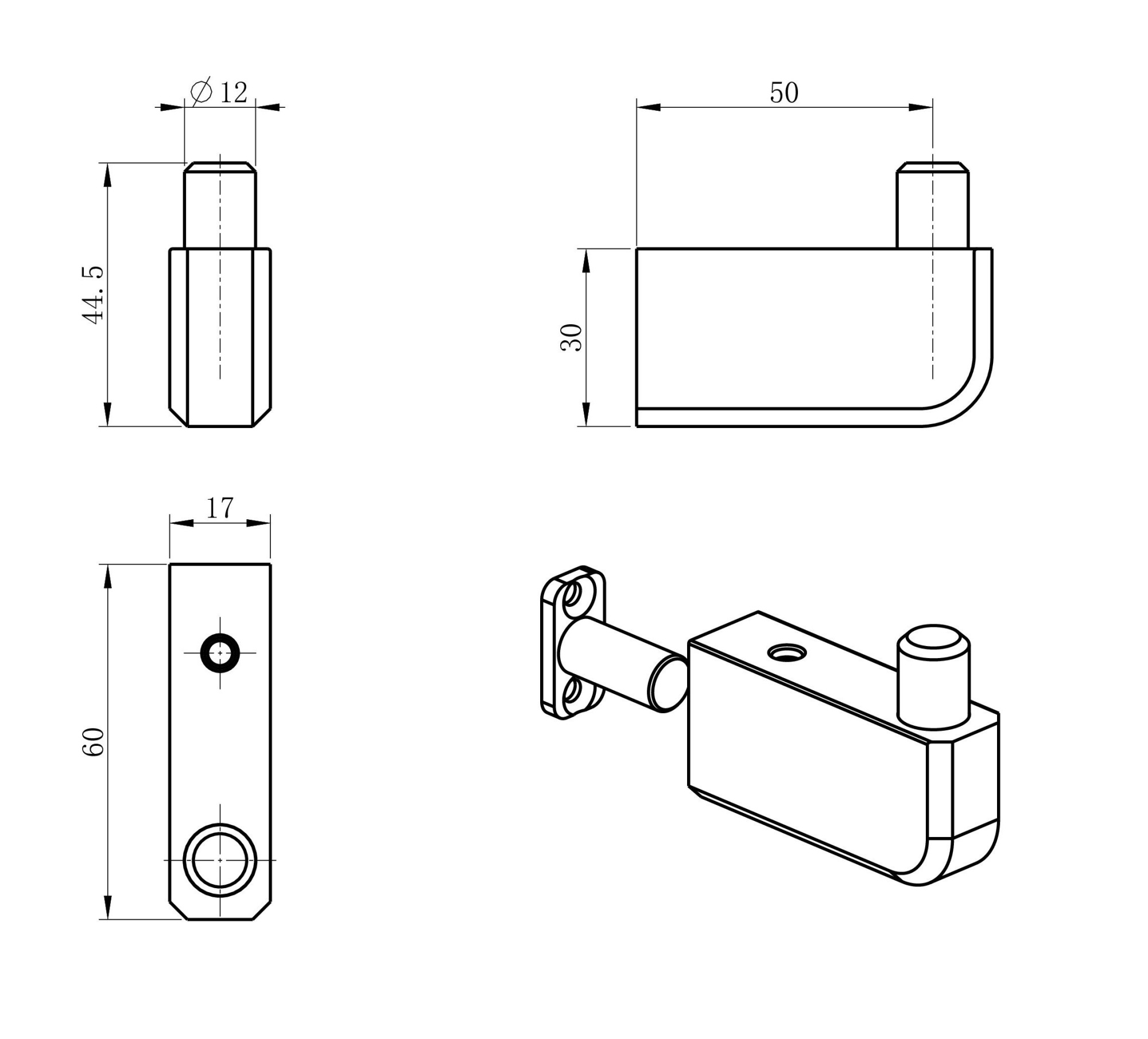 Крючок Wonzon & Woghand WW-V3301-MB черный матовый