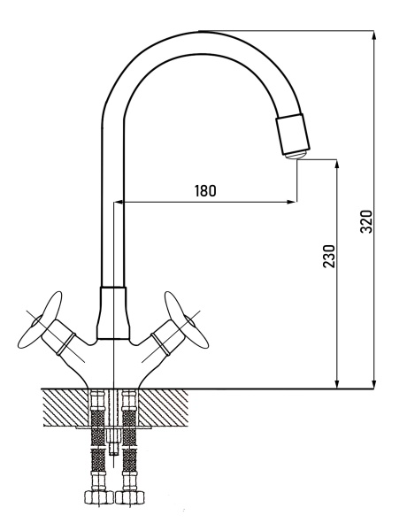 Смеситель для кухонной мойки Voda Star STR519flex хром с гибким изливом