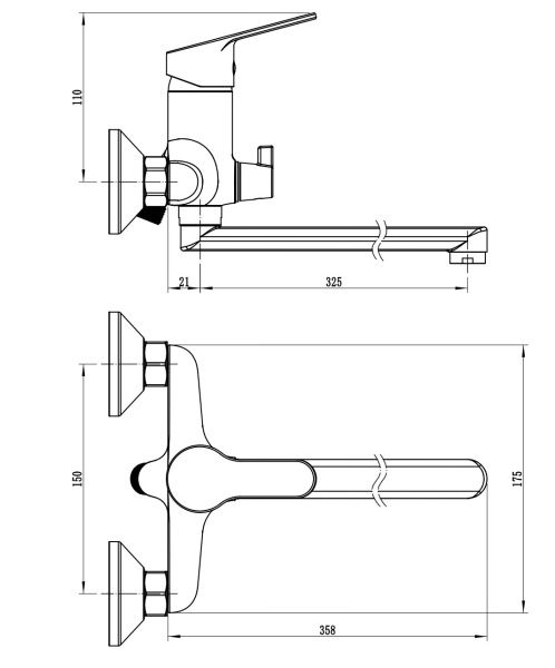 Смеситель для ванны Voda Tide TD31 хром глянцевый